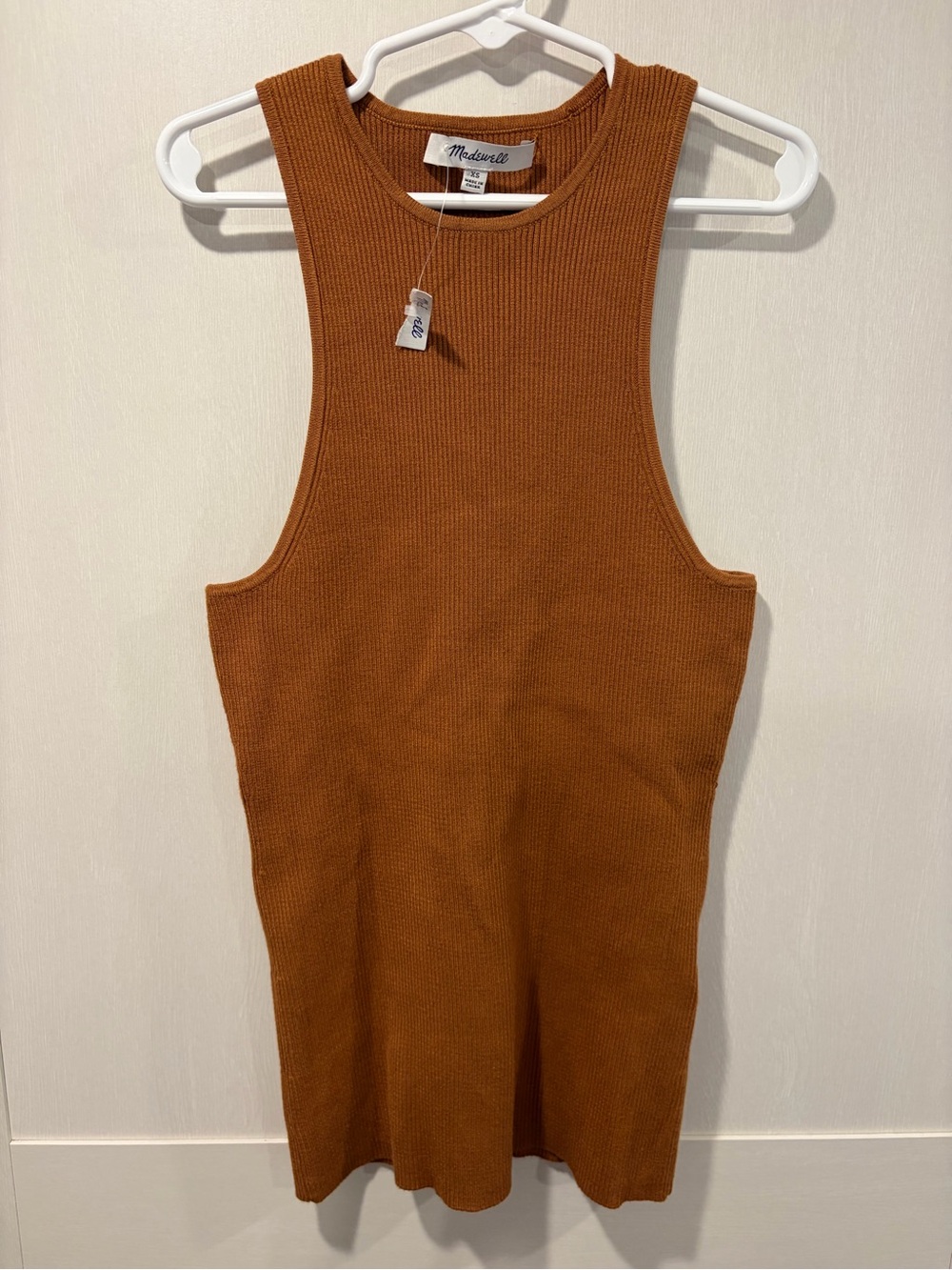 Madewell Ribbed Sleeveless Tank Top XS Rust Brown High Neck - Picture 2 of 7